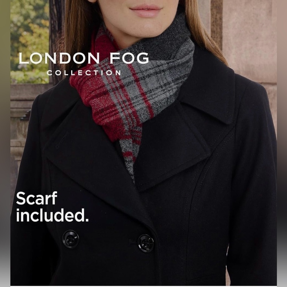 NWT London Fog Prescott Double-Breasted Wool Coat w/ Scarf | Size Medium - Picture 3 of 8